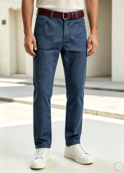Men Fashion Straight Jeans Men 2025 New Stretch Slim Fit Pants Comfortable Soft Business Denim Trousers Male Brand Clothing