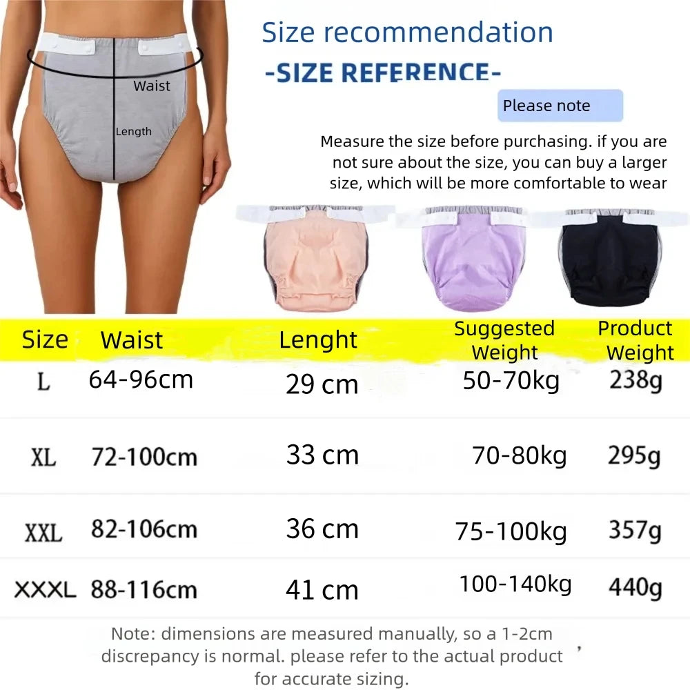 AIO Adjustable Easy To Wear Adult Diapers Washable Cotton Incontinence Cloth Diaper Elderly Diapers Leak proof Underwear