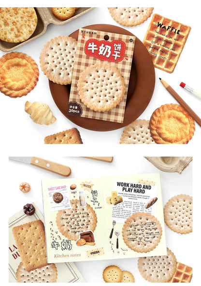 30pcs Biscuit Plan Series Retro Ins Dessert Biscuit Theme Message Memo Creative DIY Handmade Scrapbook Aesthetic Material