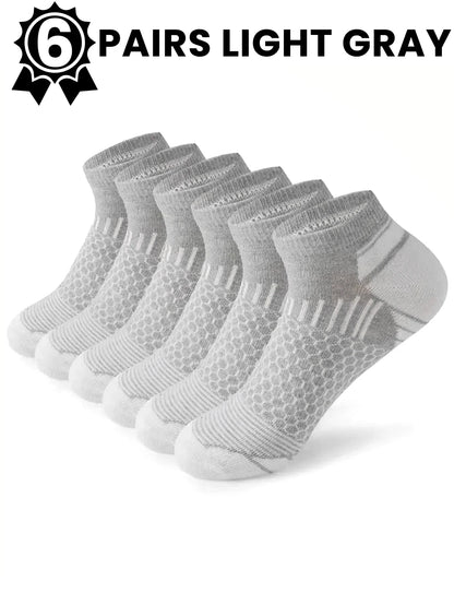 12Pairs High Qualit Athletic Socks Men's Ankle Socks Running Cyclling Waist Honeycomb Design And Firm Sports Leisure Socks Gifts