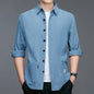New Men Casual and Fashionable Long Sleeved Workwear Shirt Solid Color Comfortable and Breathable Versatile Top for All Seasons