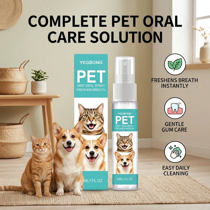 Pet Mint Oral Spray Cleaning Teeth Reduce Plaque Accumulation Eliminate Odor Fresh Breath Protect Gum No-Brush Dental Care Spray