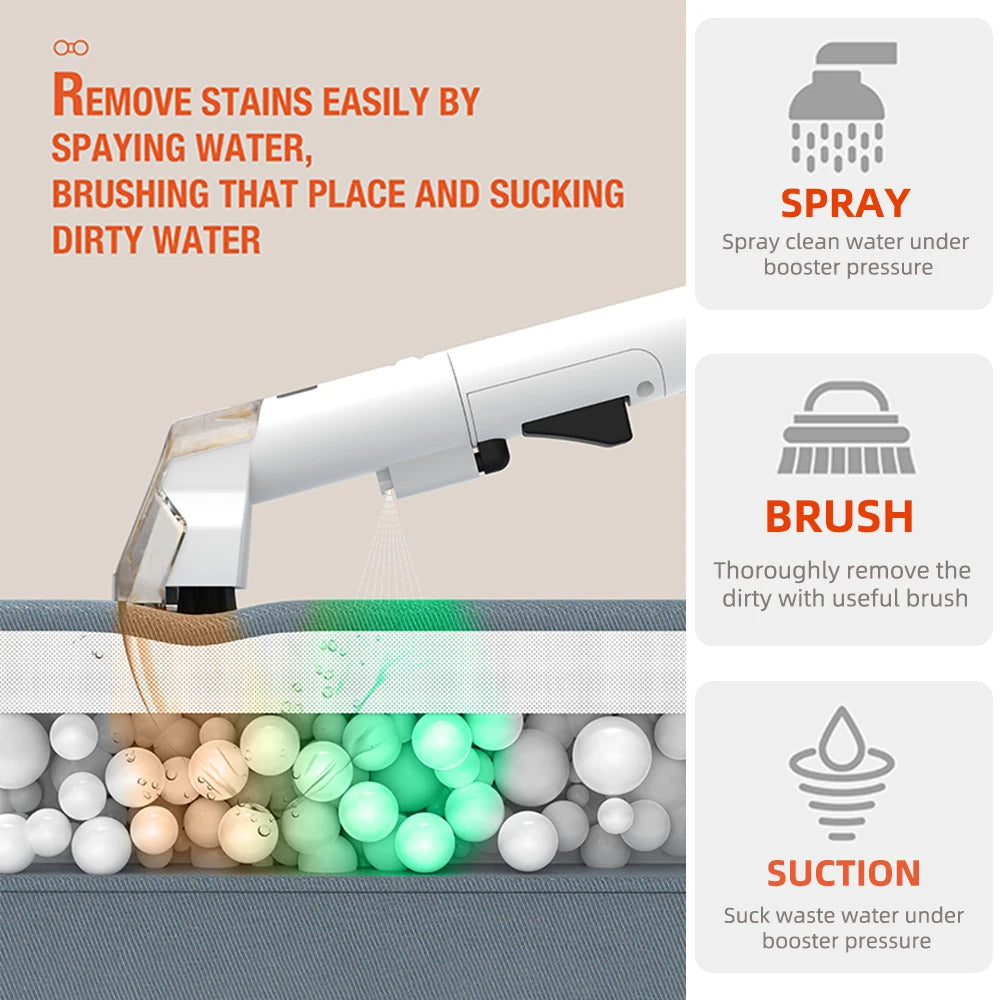 600W Portable Carpet Cleaner 15KPa Strong Suction Spot Cleaner Spray Vacuum Machine for Sofa Upholstery Car Pet Stains