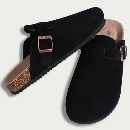Shevalues Men's Suede Clogs Soft Leather Mules Men New Summer Men Cork Sandals Comfort Slip On Unisex Clogs With Arch Support