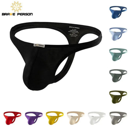 BRAVE PERSON Men Underwear Thongs Sexy Low Rise Solid Briefs T-back Modal Breathable Underpants G Strings Male Panties Thongs