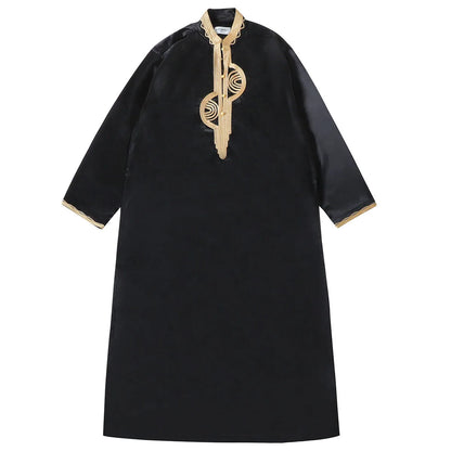 Muslim Men Clothing Kaftan Robes Long Sleeves Stand Collar Eid Thobe Kurta Arab Turkish Dress Dubai Islam Habit Ethnic Leisure