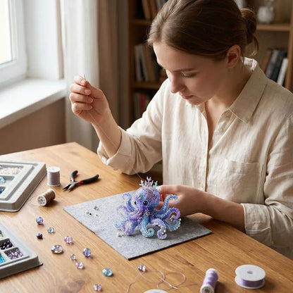 3D Ocean Animals DIY Beaded Craft Kit Beginner Friendly Handmade Marine Animal Bead Making Material Set