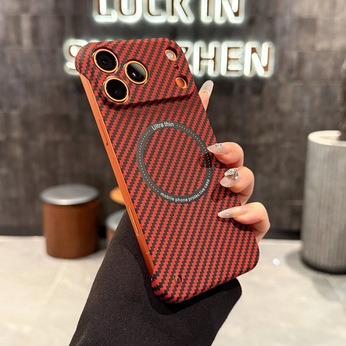 17 ProMax for Magsafe Carbon Fiber Frameless Case For iPhone 16 15 14 13 12 Pro Max Plus 17Air Magnetic Slim Color Blocked Cover