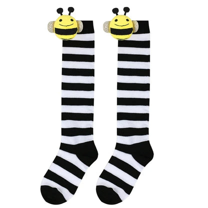 Halloween Knee High Socks Cosplay Striped Stockings for Halloween Girls Bee Costume 7-12Years
