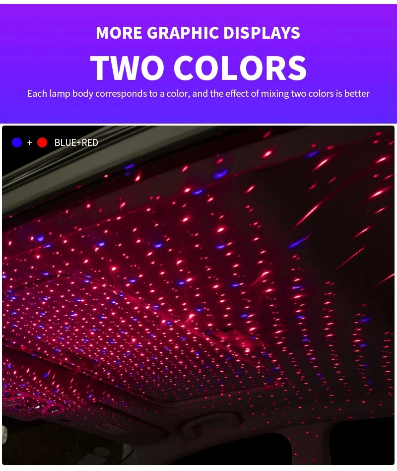 LED Starry Sky Projector Night Light Romantic USB Night Light Adjustable USB Car Lights Auto Roof Ceiling Lamp Bedroom Light