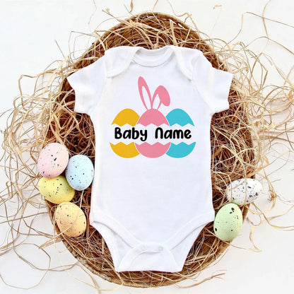 Custom Name Baby Easter Bodysuits Personalised Bunny Newborn Clothes Boys Girls Long Sleeve Jumpsuit Easter Party Infant Outfits