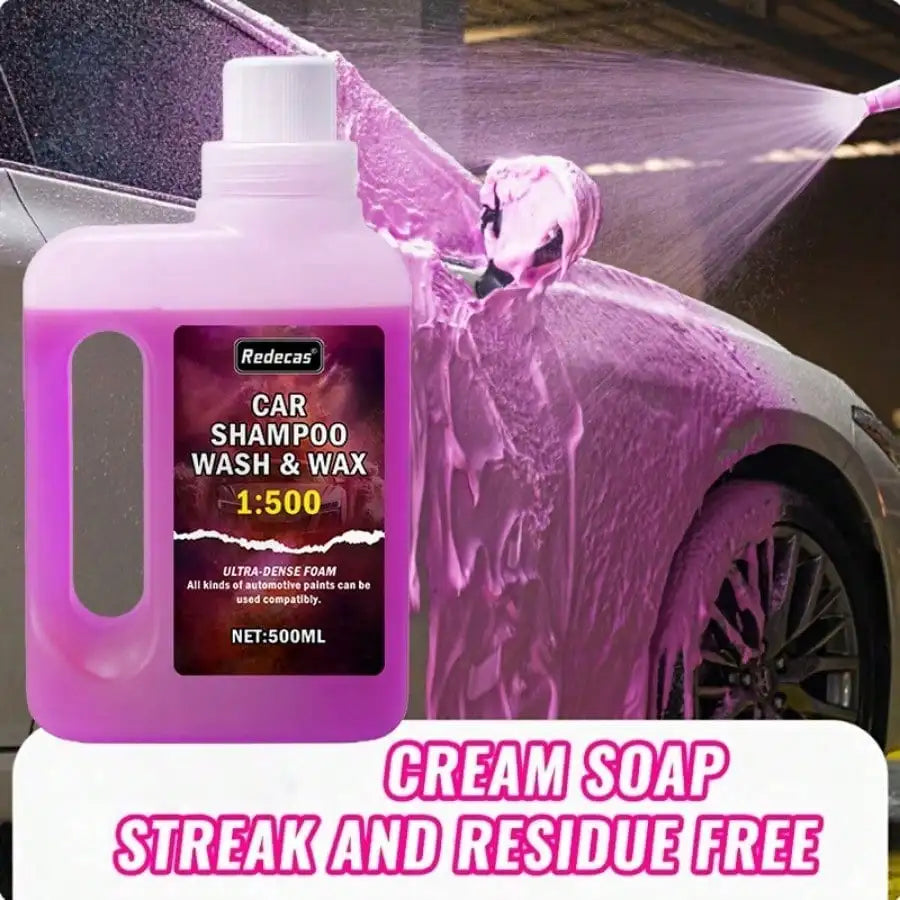 500ml Pink Foam Car Wash Soap, High-Concentration Wax Builds Ceramic Coating, Nourishes & Protects All Car Paint