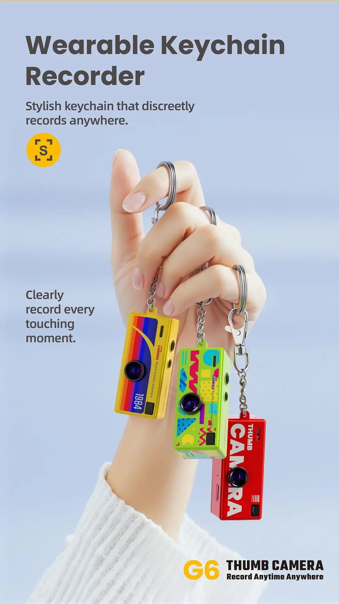 Mini Digital Camera 0.96 Inch Keychain Camera Retro Support Memory Card 1080P Very Small Camcorder Video Recorder with Flash