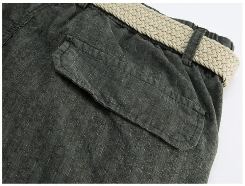 Men Summer Cargo Shorts Casual Tool Shorts High Quality Man Summer Military Multi Pocket Pants Loose Cargo Pants No belts 38