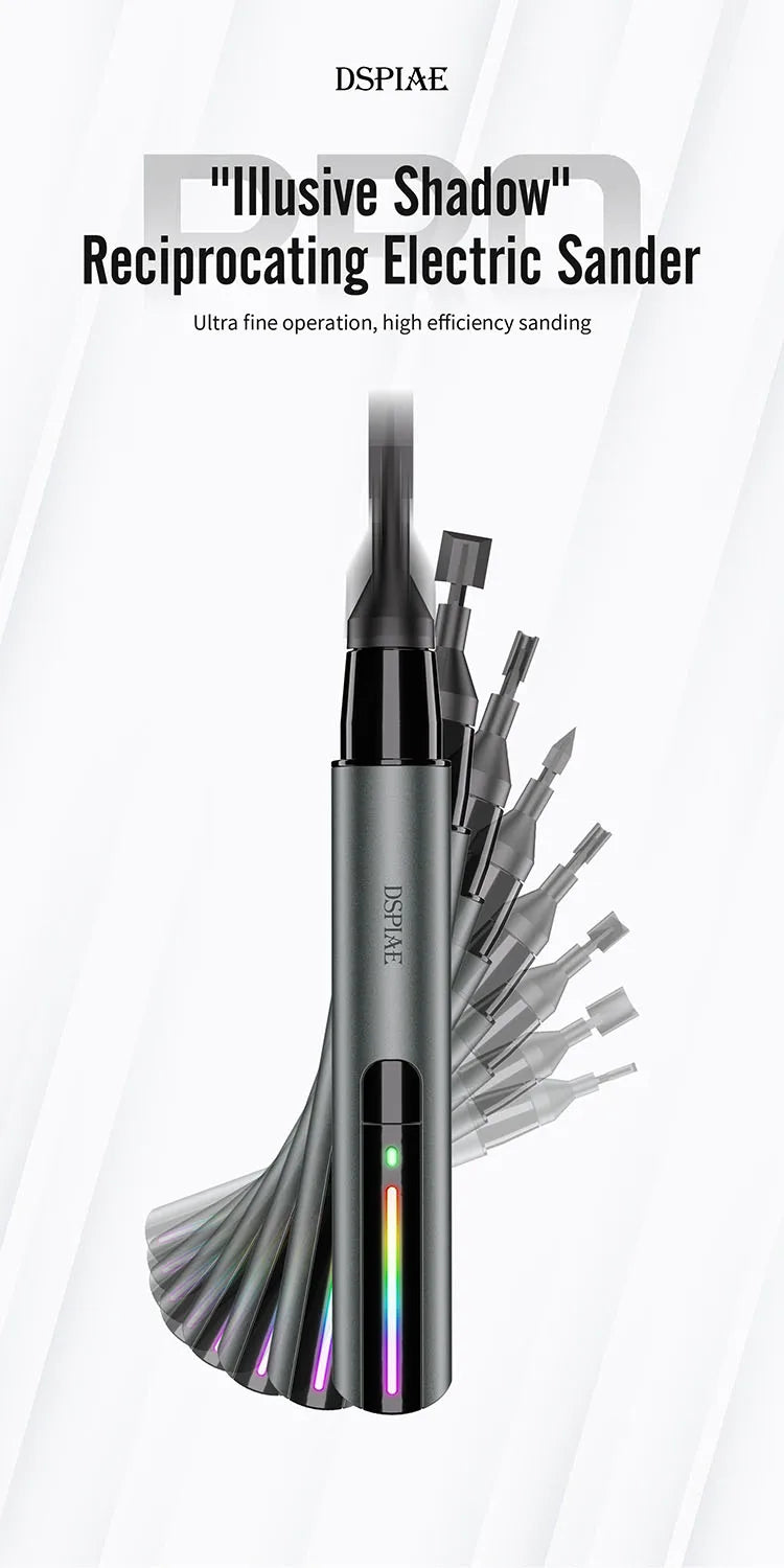 【DSPIAE ES-A PRO】Upgraded "Illusive Shadow" Reciprocating Electric Sander for Assembly Model Hobby Grinding Pen Craft Tool Kit