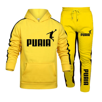 Autumn Winter Popular Mens Tracksuit Hooded Sweatshirts+Jogging Pants Set Daily Gym Outfits Casual Sports High Street Clothing