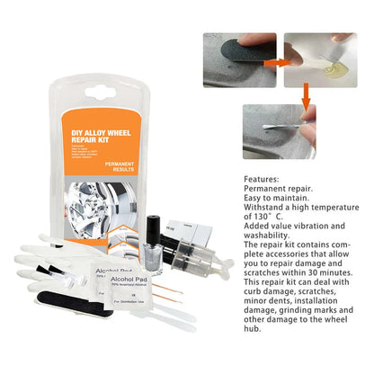 Silver Alloy Wheel Repair Kit Universal Vehicle Tire Wheel Scratch Remover For Car Rim Dent Paint Fix Tool Auto Accessories