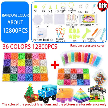 Handmade Magic Water Fuse Beads Creative Beads DIY Art Crafts Toys Magic Water Sticky Beads Sensory Toys Set with Accessories