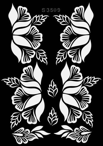 Flower Tattoo Stencil Reusable Henna Template for Hand and Body Henna Tattoo Design for Wedding Festival Party Tattoo Tools