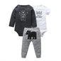 Lovely Baby Boy bodysuits 3Pcs/sets Long Sleeved Clothes PP Pant Cotton Infant Sporty Girl Short Sleeved Bodysuits