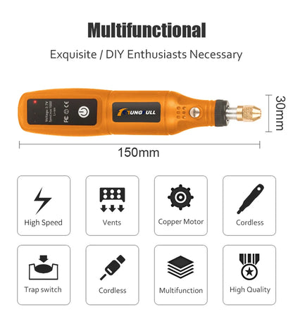DIY Mini Rotary Tool USB Engraving Tool Dremel Tool Mini Grinder Machine Mini Wireless Drill Rechargeable Polishing Machine
