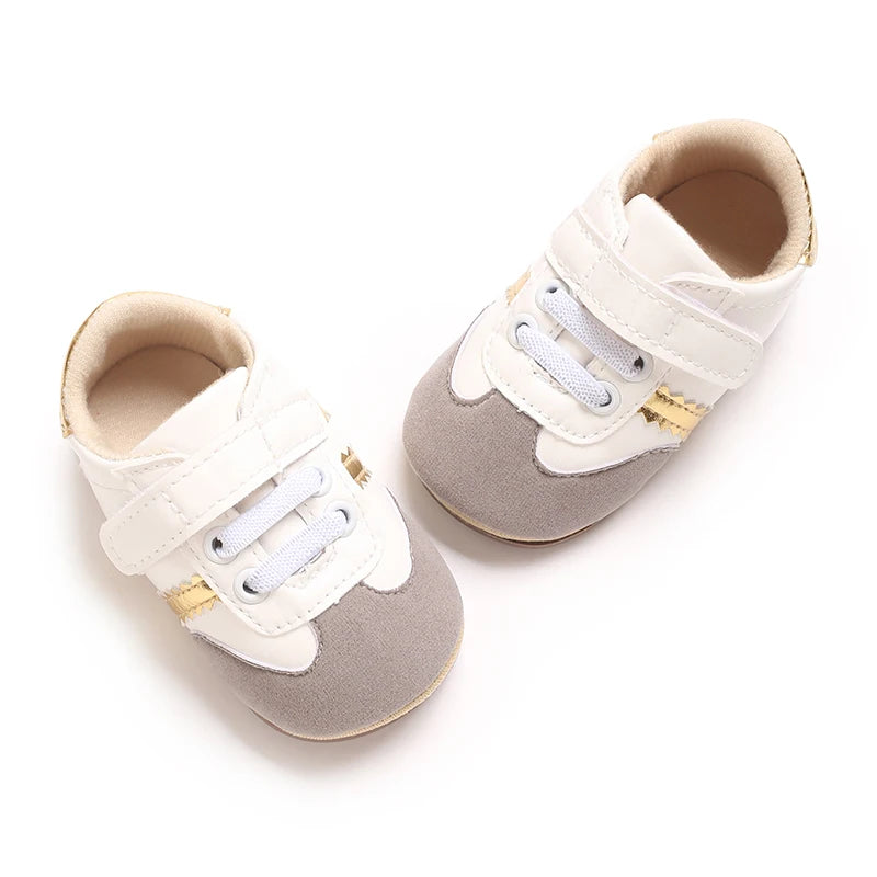 Spring and Autumn Fashion Stripes 0-1 Baby Shoes Baby Shoes Step Front Shoes Rubber Bottom Anti Slip Sneakers