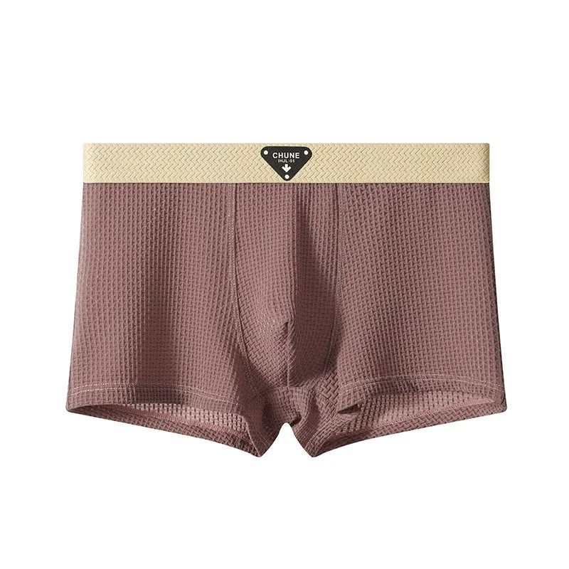 1/3PCS Men's Cool Ice Silk Boxers Shorts Summer Satin-like Solid Underpants Skin Friendly Breathable Mesh Crotch Male Underwear