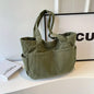 Large Capacity Women's Corduroy Tote Bag Casual Striped Shoulder Bag with Fixed Straps Zipper Handbag for Daily Commuting