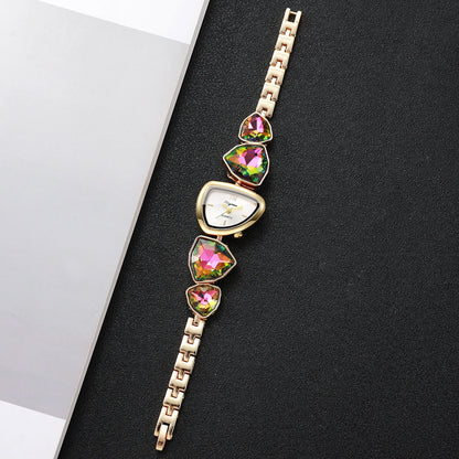 Elegant Rhinestone Bracelet Strap Women Watches Fashion Irregular Dial Ladies Quartz Wristwatch Reloj Mujer (Without Box)