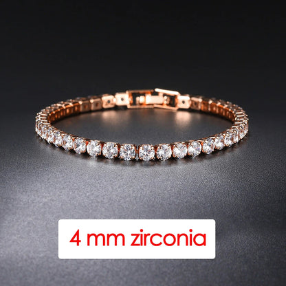 Hip Hop Iced Out 3/4/5mm Crystal Tennis Bracelet for Men Homme Trendy Punk Zirconia Men's Chain on The Hand Streetwear Jewelry