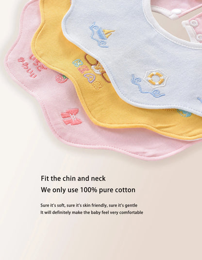 Cute Embroidery Cotton Baby Bibs Autumn New Infant Bib Newborn Burp Cloths for Kids Boy Girl Spring Soft Feeding Saliva Towel
