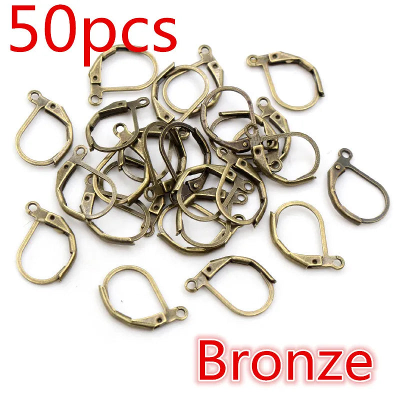 30-50pcs/lot Gold Silver French Lever Earring Hooks Wire Settings Base Hoops Earrings For DIY Jewelry Making Supplies Wholesale