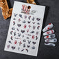 1sheet 5D Halloween Nail Stickers Pink/Green/Black Cartoon Pattern Nail Art Slider DIY For Sweet Cool Girl Cute Nail Decoration