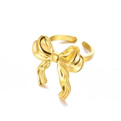 Cute Butterfly Rings For Women Gold Color Stainless Steel Geometric Opening Butterfly Ring Aesthetic Wedding Christmas Jewelry