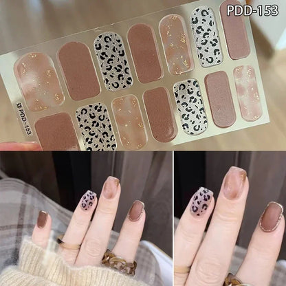 1PC Gel Nail Sticker Patch Slider Flower Gradient Color Back Glue Full Cover Waterproof Gel Nail Sticker UV Lamp Curing Manicur
