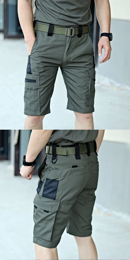 2024 Summer Men's Tactical Casual Shorts Waterproof Cargo Shorts Multi-pocket Quick Dry Wear-resistant Outdoor Training Overalls