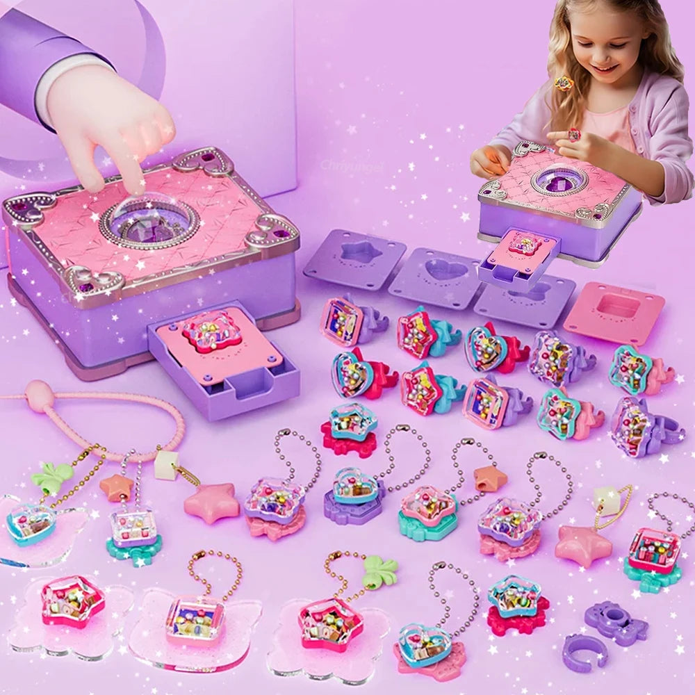 Chriyungel DIY Jewelry Making Kit for Girls 3D Magic Bracelets Rings Keychains Creative Craft Box Set Xmas Birthday Gift for Kid