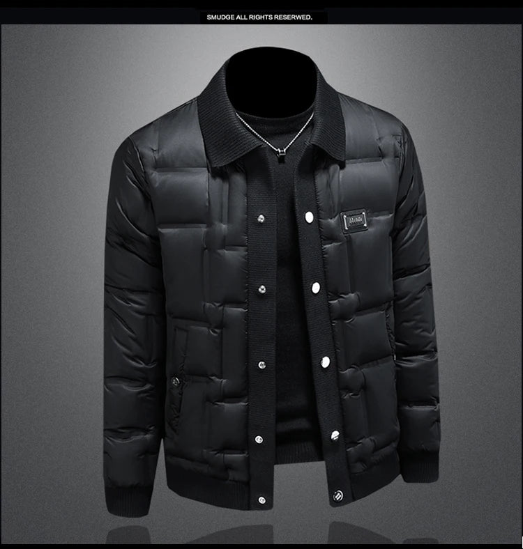 Minglu Autumn Winter Single Breasted Men's Jackets High Quality Solid Color White Duck Down Casual Down Male Coats Plus Size 5XL
