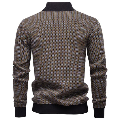 European New Fashion Autumn Winter Men's Thicken Casual Trendy Half Zipper Knitted Pullovers Male Simple Wool Sweaters Clothes