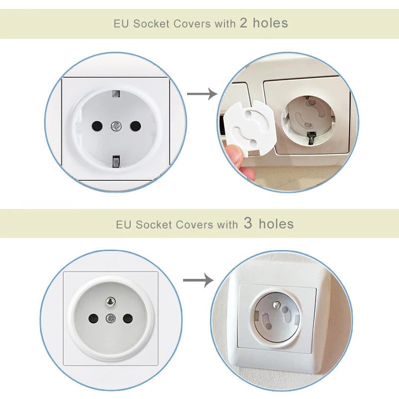 10pcs Baby Safety Child Electric Socket Outlet Plug Protection Security Two Phase Safe Lock Cover Kids Sockets Cover Plugs