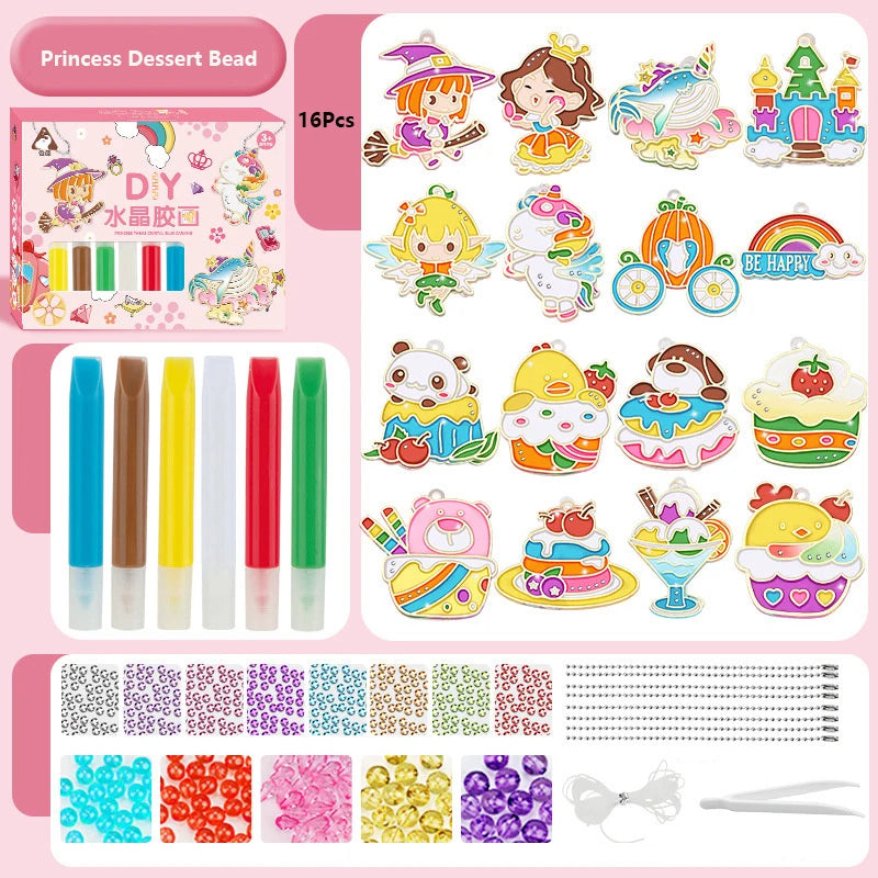 DIY Crystal Paint Arts And Crafts Set DIY Window Paint Art Pendant For Kids Suncatcher Kits Fun Party Activity Art Project