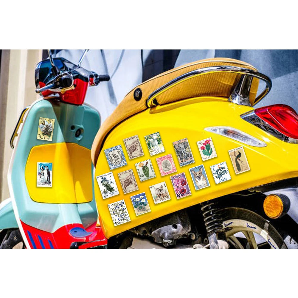 50pcs Retro Stamp Art Stickers Vintage Aesthetic Cartoon Decals For Laptop Luggage Skateboard Phone Sticker Kids Toys
