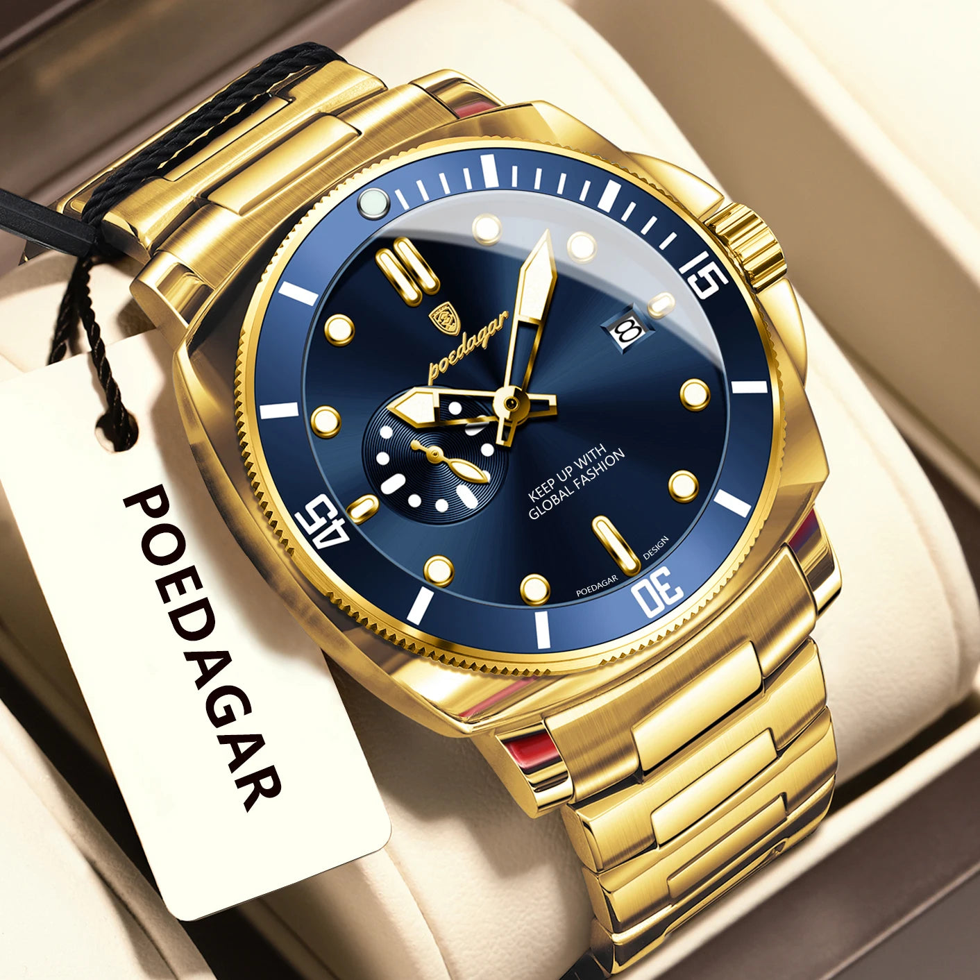 POEDAGAR Luxury Trendy Men Watch Waterproof Luminous Date Stainless Steel Male Watch Quartz Business Sports Men's Watches Reloj