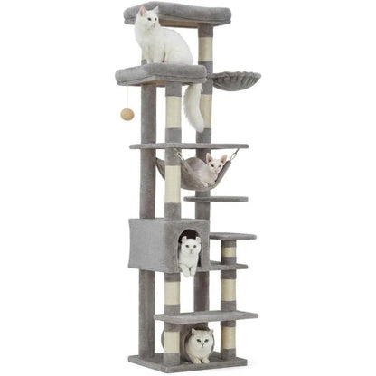 Garvee XXL Sturdy Large Cat Tree for Big Cats, Cat Tower with 11 Sisal Scratching Posts, Spacious Rest Platform, Cozy Hammock, Private Cat Condo and Hanging Toys