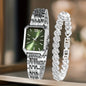 2PCS Fashion Rectangle Women Quartz Watch Rhinestone Bracelet Set Roma Dial Ladies Wristwatches Girls Clock Reloj Mujer