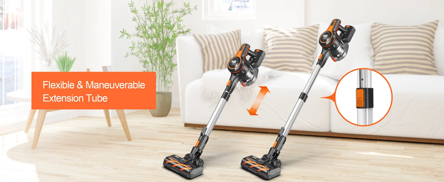 Cordless Vacuum Cleaner, 80000Pa/300W,65 Mins Runtime, 1.2L Dust Cup. Equipped with Digital Display, Anti-Tangle Brush, Self-Standing Design & Wall Charging Dock. 4-Layer Filtration, Ultra-Quiet Operation. Ideal for Pet Hair,