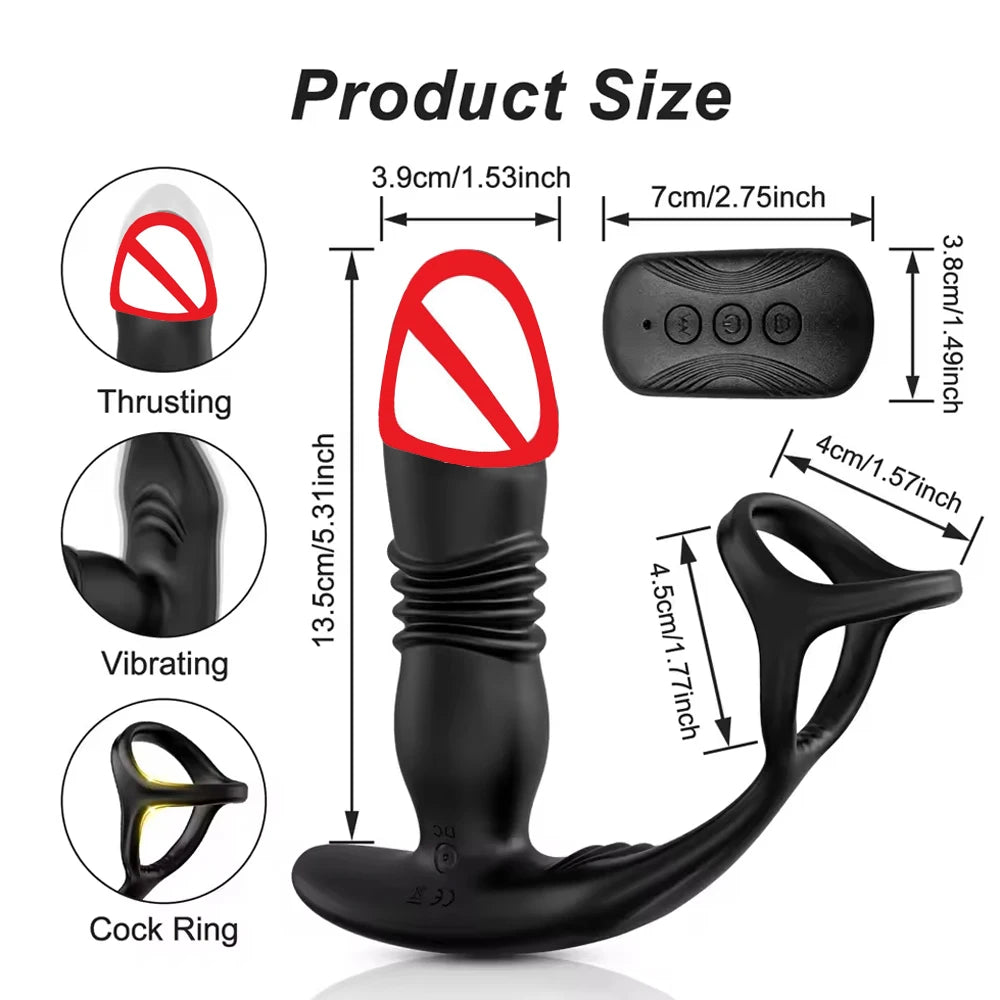 APP Control Male Thrusting Prostate Massager Anal Vibrator for Men Delay Ejaculation Penis Cock Ring Butt Plug Sex Toy for Adult