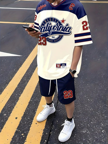 The 2025 summer new men's set features street casual hip-hop fashion comfort and softness with 3D digital pattern printing
