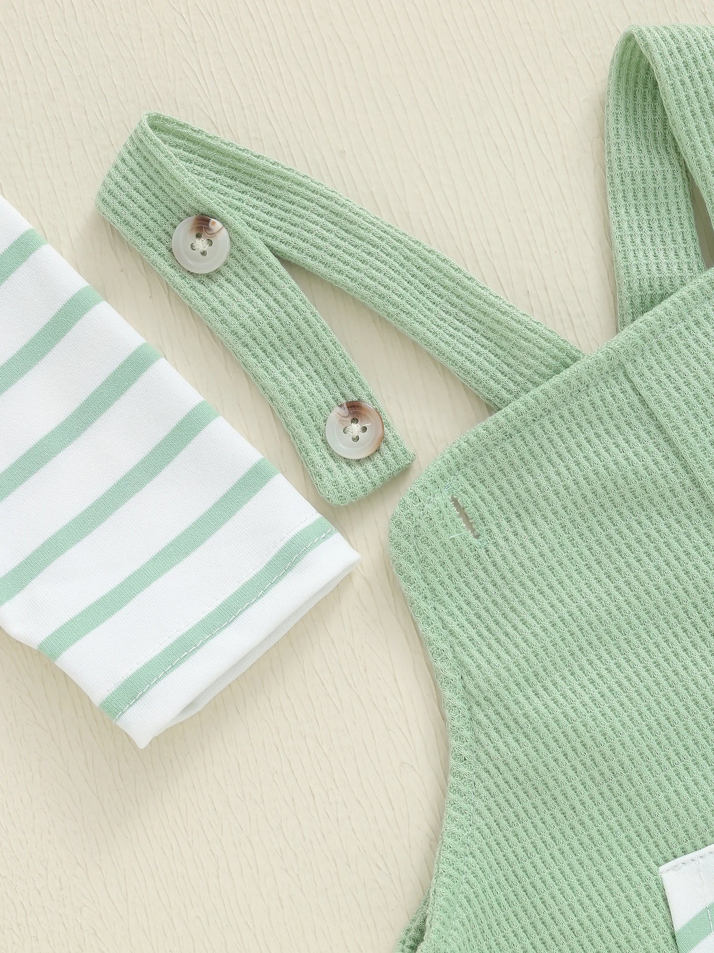 Newborn Baby Boy Fall Winter Clothes Striped Long Sleeve Romper Overall Pants Hat 3Pcs Set Cute Coming Home Outfit
