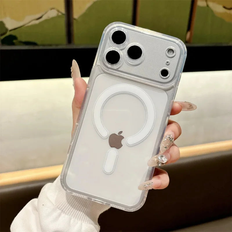 Luxury for Magsafe Magnetic Phone Case for iPhone 17 Pro Max 17 Air 16 Pro 15 14 13 12 11 Transparent Shockproof Protect Cover